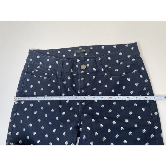 Ann Taylor Skinny Ankle Jeans 4 27x27 Navy Snowflake Print Modern Fit Stretch - Picture 7 of 9